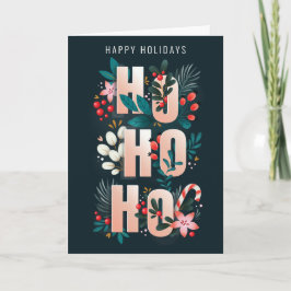 HoHoホリー枝キャンディーケーンクリスマスカード サンキューカード