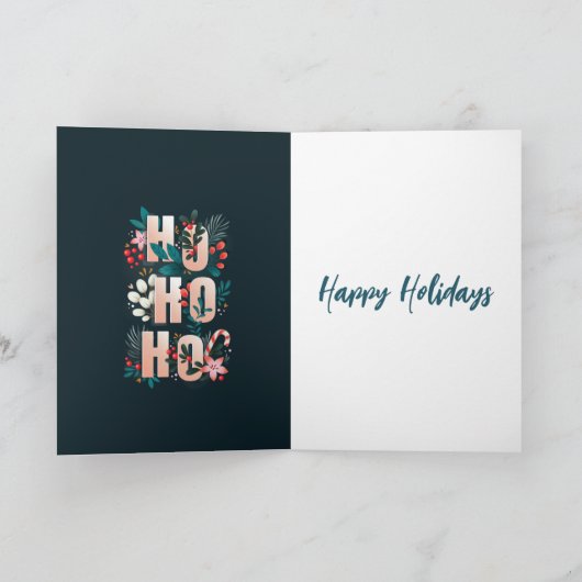 HoHoホリー枝キャンディーケーンクリスマスカード サンキューカード (内部)