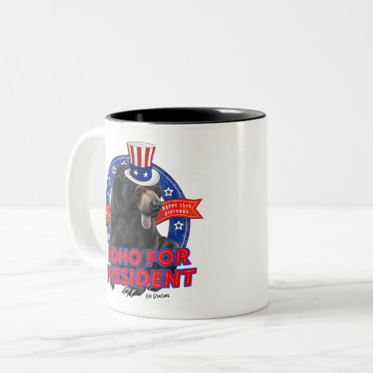 Hoho for president - ceramic mug ツートーンマグカップ (正面左)