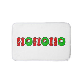 HOHOHOサンタクロースの笑いの雪だるまのかわいいクリスマス バスマット