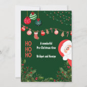 HoHoHo クリスマスのサンタクロースとガーランド 招待状 (裏面)