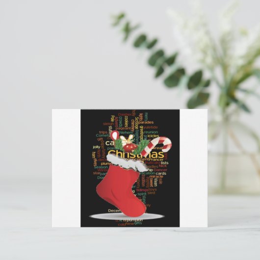 HoHoHo! メリークリスマスのギフトおよび明けましておめでとう シーズンポストカード (スタンド正面)