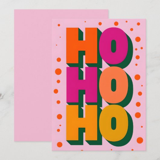 HOHOHO Pink Christmas Card シーズンカード (正面/裏面)
