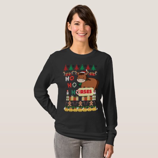 HoHoHorses christmas sweater Tシャツ (正面フル)