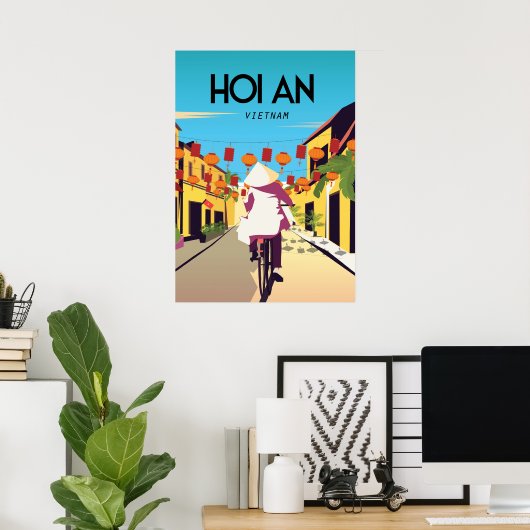 HOi An Town Vietnam旅行ポスター自転車 ポスター (ホームオフィス)