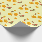 Hojas que caen en otoño y mariposas felices ラッピングペーパー (角)