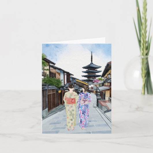 Hōkan-Ji Temple Kyoto Japan Watercolor カード (正面)