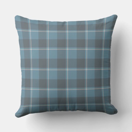 Hoki Blue and Shuttle Gray Plaid クッション (裏面)