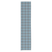Hoki Blue and Shuttle Gray Plaid ショートテーブルランナー (正面)