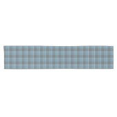 Hoki Blue and Shuttle Gray Plaid ショートテーブルランナー (横)