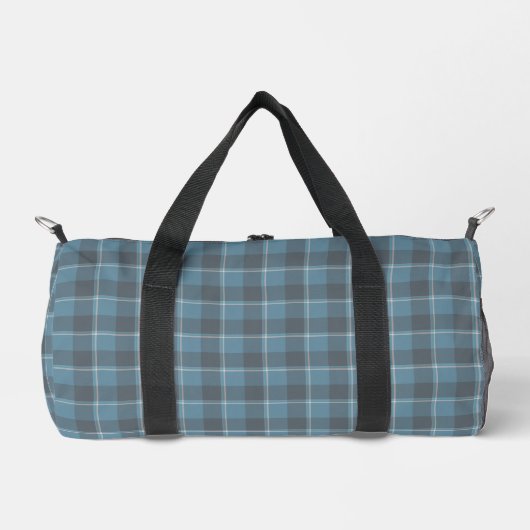 Hoki Blue and Shuttle Gray Plaid ダッフルバッグ (正面)