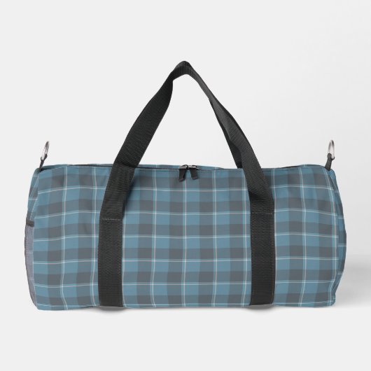 Hoki Blue and Shuttle Gray Plaid ダッフルバッグ (裏面)
