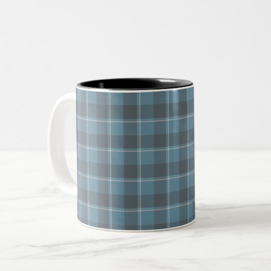 Hoki Blue and Shuttle Gray Plaid ツートーンマグカップ (正面左)