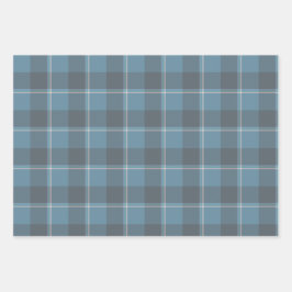 Hoki Blue and Shuttle Gray Plaid ラッピングペーパーシート
