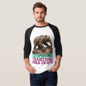 Hokkaido Bear & Salmon Folk Art Tシャツ (正面フル)