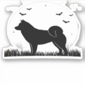 Hokkaido Dog � Halloween Moon Silhouette Classic T シール (正面)