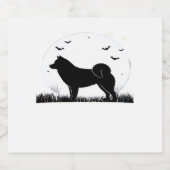 Hokkaido Dog � Halloween Moon Silhouette Classic T スパークリングワインラベル (シングルラベル)