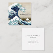 Hokusaiのサーファーによる神奈川を離れた素晴らしい波 スクエア名刺 (正面/裏面)