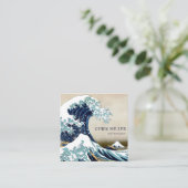 Hokusaiのサーファーによる神奈川を離れた素晴らしい波 スクエア名刺 (スタンド正面)