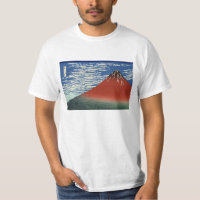 Hokusaiの南風のゆとりの空の赤い富士のTシャツ
