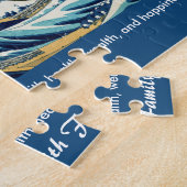 Hokusaiの富嶽三十六景から「神奈川沖浪裏」での新年をお祝い ジグソーパズル (側面)