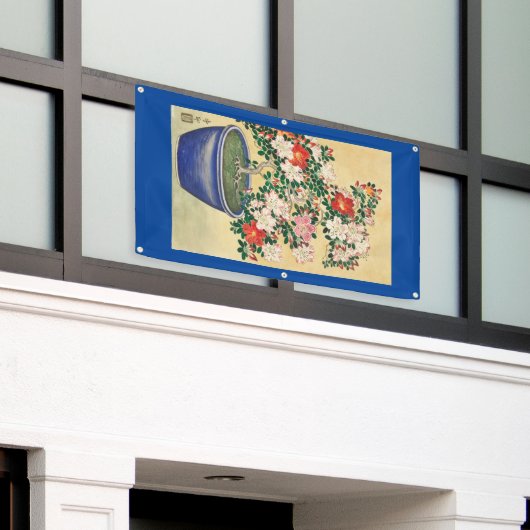 HOKUSAIの日本人WOODBLOCKのプリントの旗 横断幕 (ビルの外側)