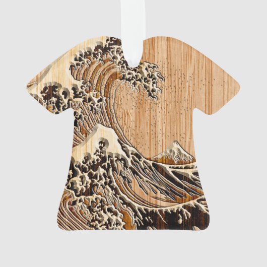 Hokusaiの素晴らしい波のタケ木製のスタイル オーナメント (裏面)