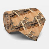 Hokusaiの素晴らしい波のタケ木製の穀物のスタイル ネクタイ (ロール)