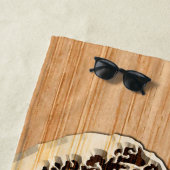 Hokusaiの素晴らしい波のタケ木製の象眼細工のスタイル ビーチタオル (インサイチュ)