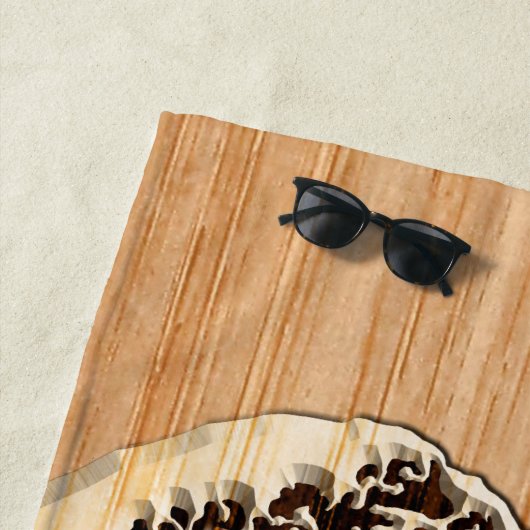 Hokusaiの素晴らしい波のタケ木製の象眼細工のスタイル ビーチタオル (インサイチュ)