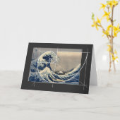 Hokusaiはフィボナッチの版に会います カード (黄色い花)