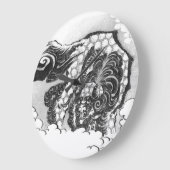 Hokusai著日本のなインクShishiの保護者のライオン ラージ壁時計 (傾斜)