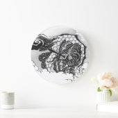 Hokusai著日本のなインクShishiの保護者のライオン ラージ壁時計 (ホーム)