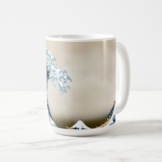 Hokusai著神奈川を離れた元通りにされた素晴らしい波 コーヒーマグカップ (正面右)