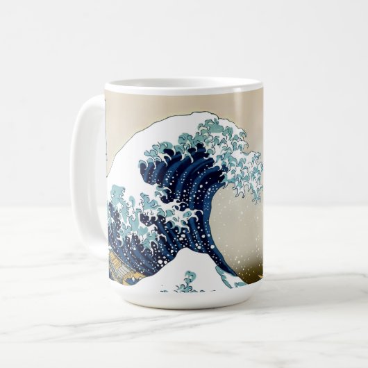Hokusai著神奈川を離れた元通りにされた素晴らしい波 コーヒーマグカップ (正面左)