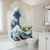 Hokusai著神奈川を離れた元通りにされた素晴らしい波 シャワーカーテン (インサイチュ)