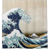 Hokusai著神奈川を離れた元通りにされた素晴らしい波 シャワーカーテン (正面)