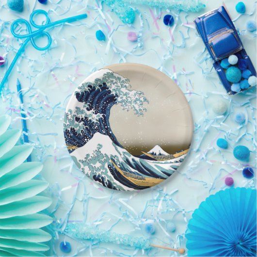 Hokusai著神奈川を離れた元通りにされた素晴らしい波 ペーパープレート (パーティー)