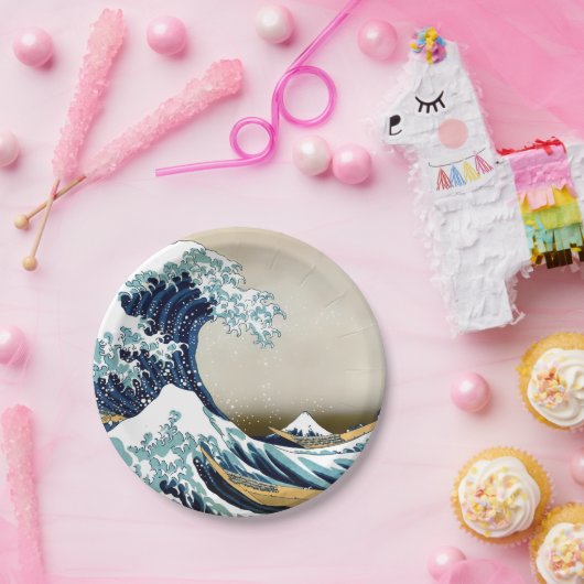 Hokusai著神奈川を離れた元通りにされた素晴らしい波 ペーパープレート (パーティー)