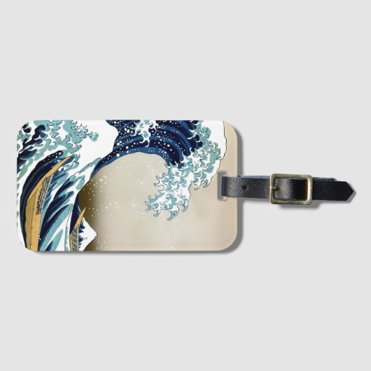 Hokusai著神奈川を離れた高品質で素晴らしい波 ラゲッジタグ (正面横)