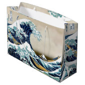 Hokusai著神奈川を離れた高品質で素晴らしい波 ラージペーパーバッグ (裏面アングル)