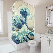 Hokusai著Kangawaを離れた素晴らしい波 シャワーカーテン (インサイチュ)