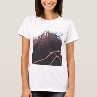 Hokusai、日本語著富士山Ukiyo-e Tシャツ