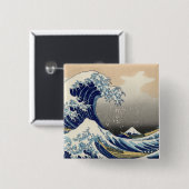 Hokusai: 神奈川の素晴らしい波 缶バッジ (正面&裏面)