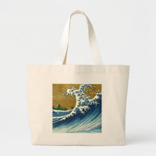 Hokusai Big Wave Japan Vintage Ocean ラージトートバッグ