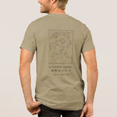Hokusai Crane Drawing – Japanese Minimalist Olive トライブレンドＴシャツ (裏面)