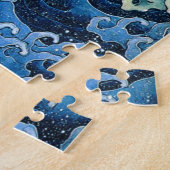 Hokusai Feminine Wave Japan Vintage Ocean ジグソーパズル (側面)