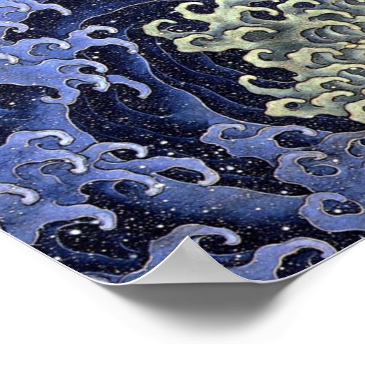 Hokusai Feminine Wave Japanese ポスター (角)