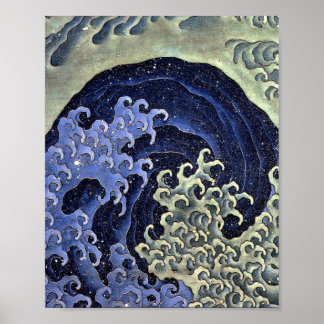 Hokusai Feminine Wave Japanese ポスター