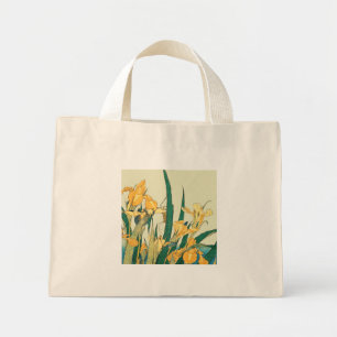 Hokusai grasshopper and iris japanese art ミニトートバッグ